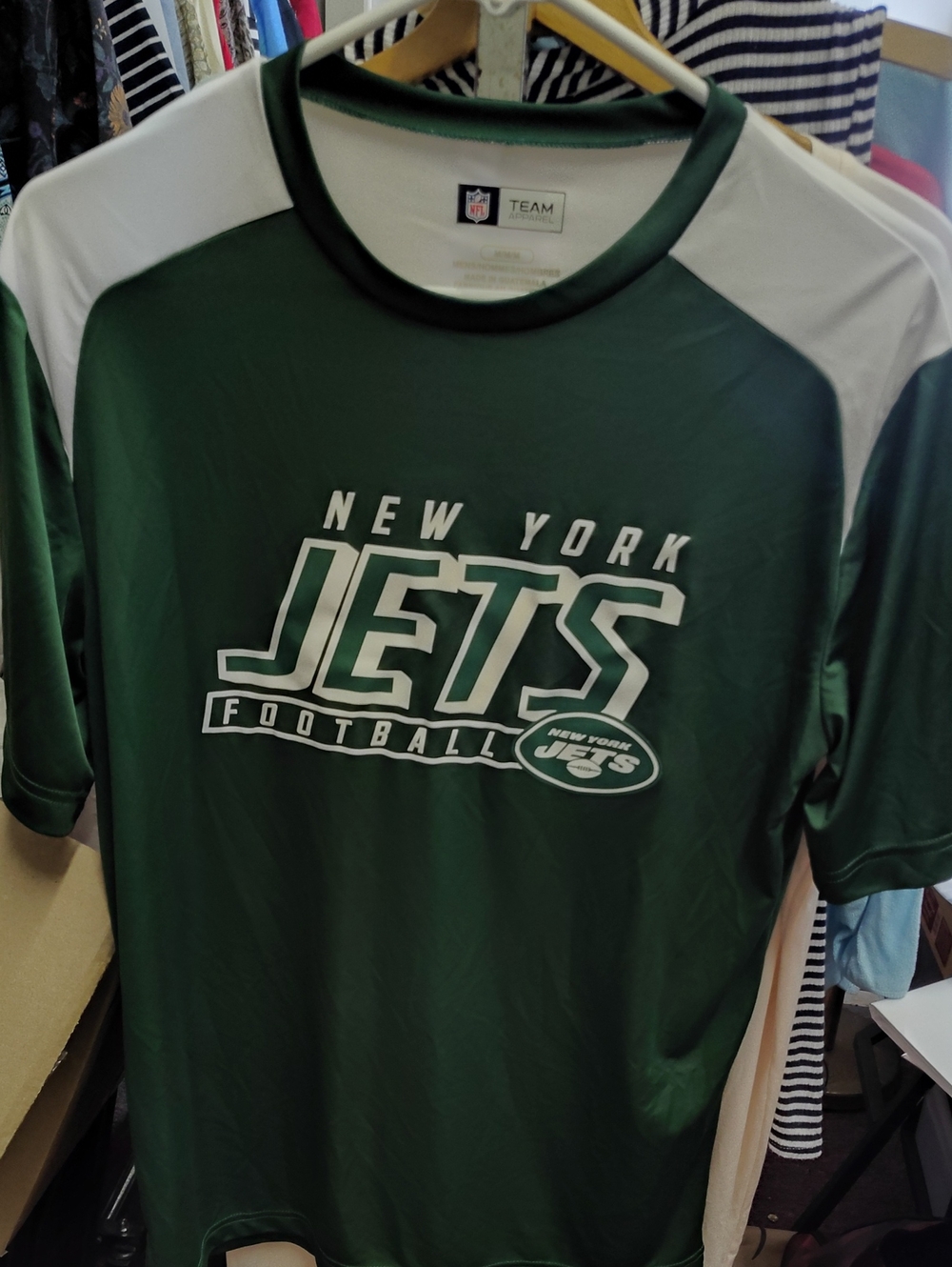 NFL Team Apparel New York Jets Green and White Football Shirt Med
